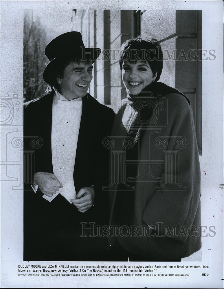 1988 Press Photo Dudley Moore Liza Minnelli Actors movie Arthur 2 On The Rocks- Historic Images