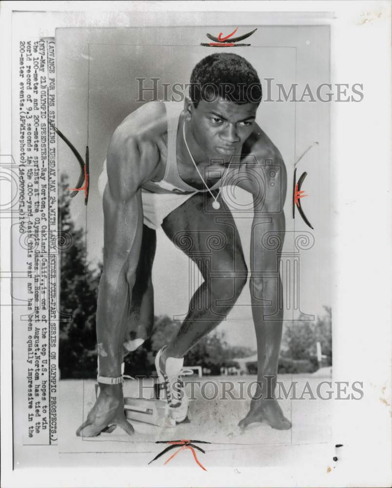 1960 Press Photo American Olympic track sprinter Ray Norton of Oakland, Calif.- Historic Images