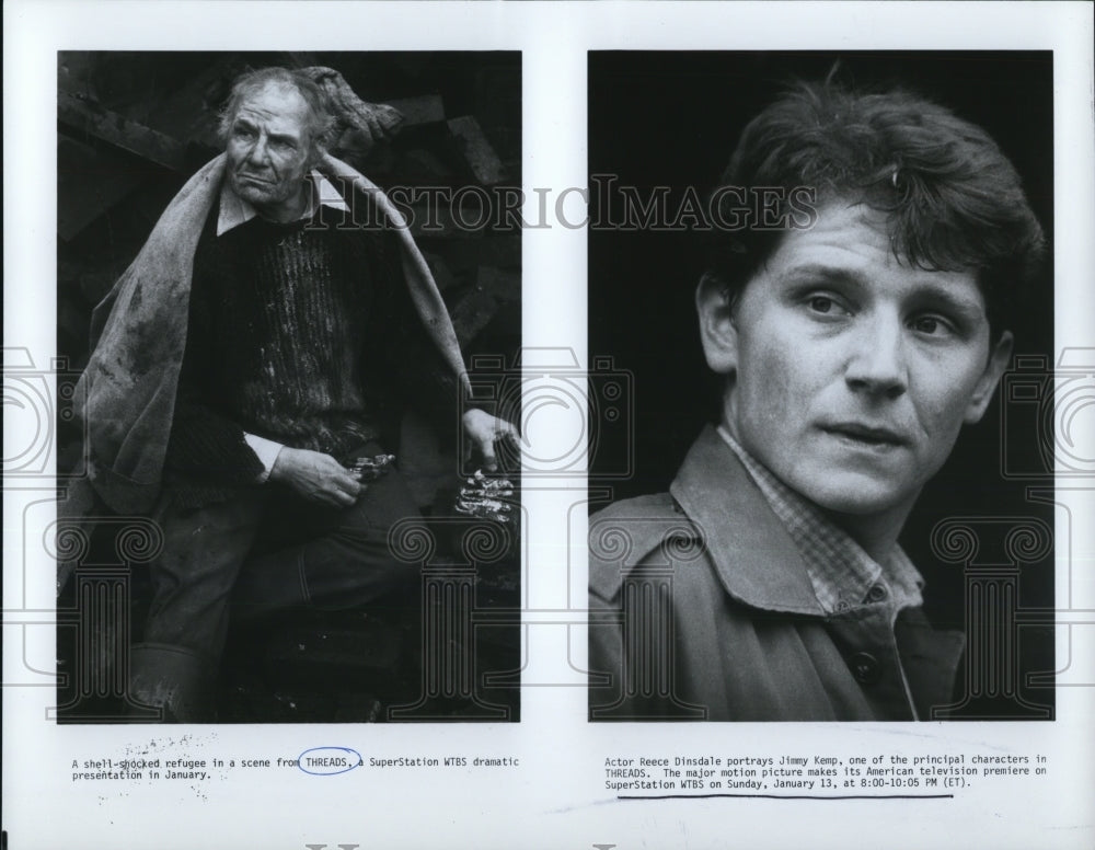1985 Press Photo Refugee and actor Reece Dinsdale in Threads movie film- Historic Images
