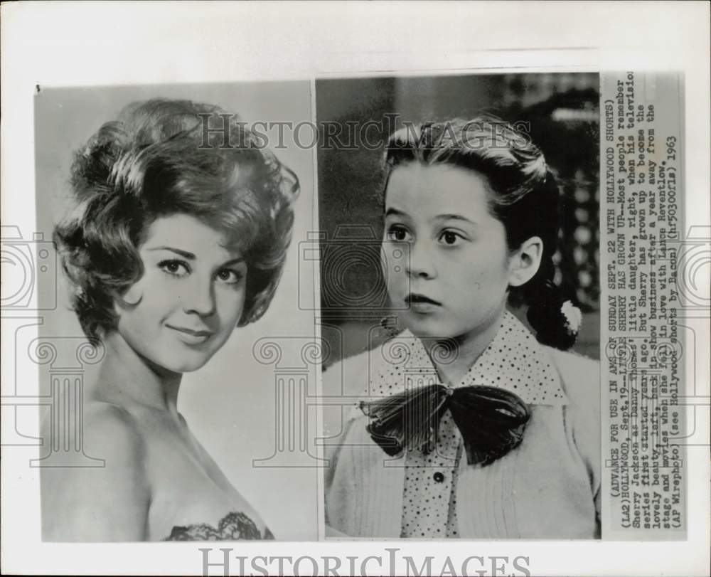 1963 Press Photo Actress Sherry Jackson as a child and in 1963. - hpp14434- Historic Images