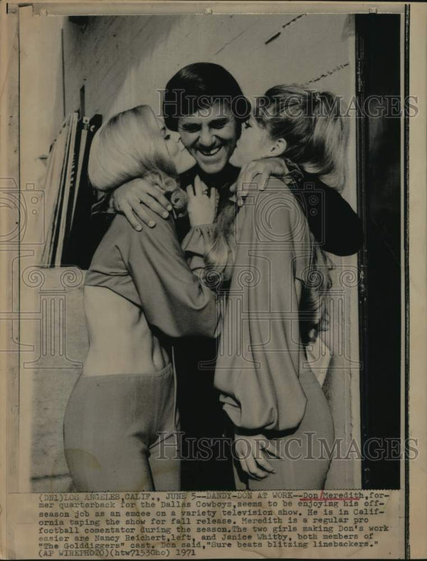 1971 Press Photo Don Meredith Nancy Reichert Janice Whitby The 1971-press-photo-don-meredith-nancy-reichert-janice-whitby-the