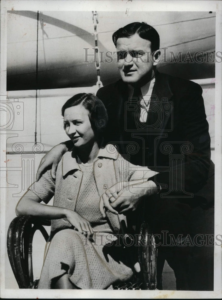 1934 Press Photo WA Senators manager Joe Cronin & bride Mildred Robertson- Historic Images