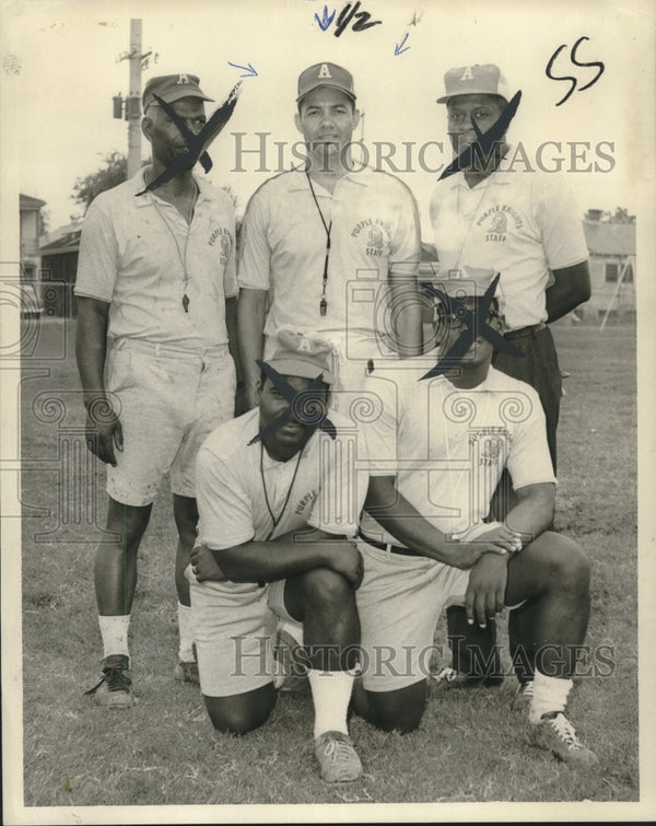 1967 Press Photo St Augustine High Purple Knights Football Staff New 1967-press-photo-st-augustine-high-purple-knights-football-staff-new