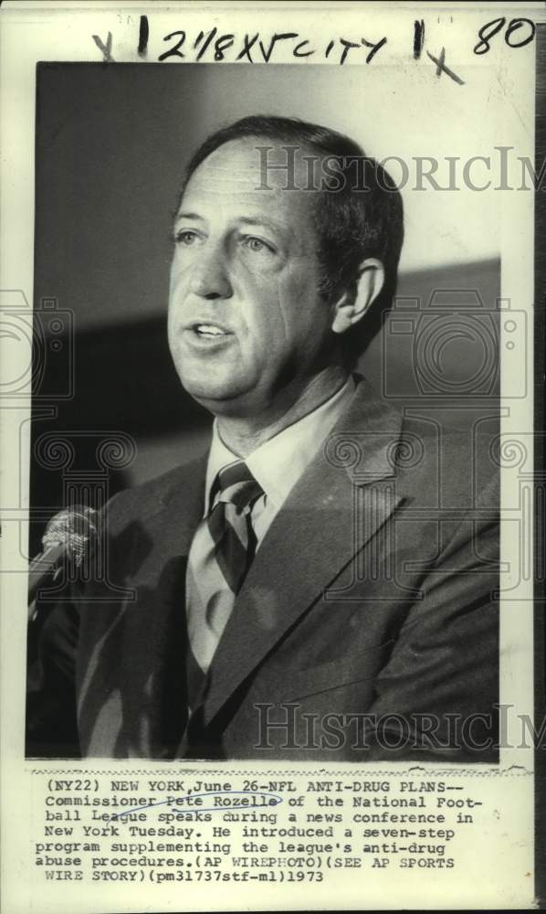 1973 Press Photo NFL football commissioner Pete Rozelle - nos13235- Historic Images