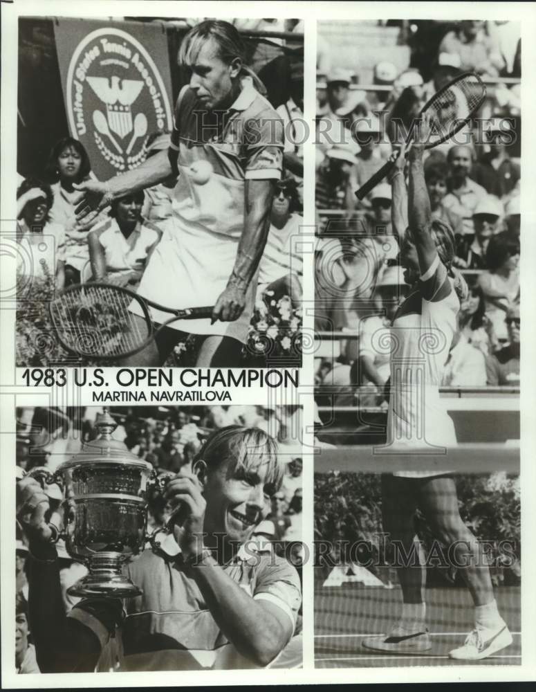 1983 Press Photo 3 photos of US Open Champion tennis player Martina Navratilova- Historic Images
