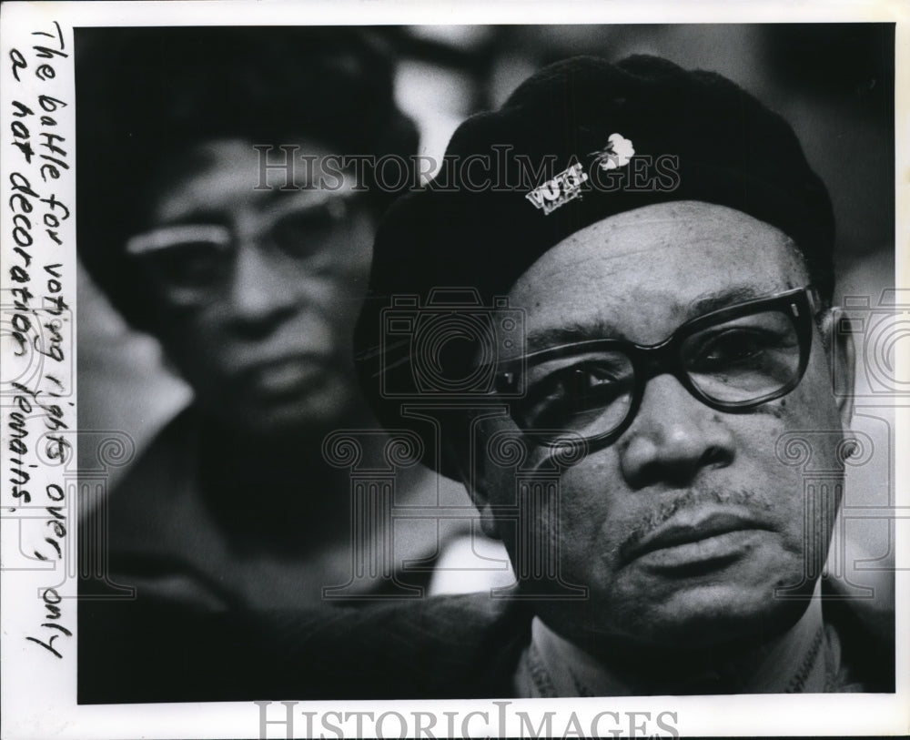 1978 Press Photo Dr Joseph Bradford wears cap to remind NAACP goals to fulfill- Historic Images