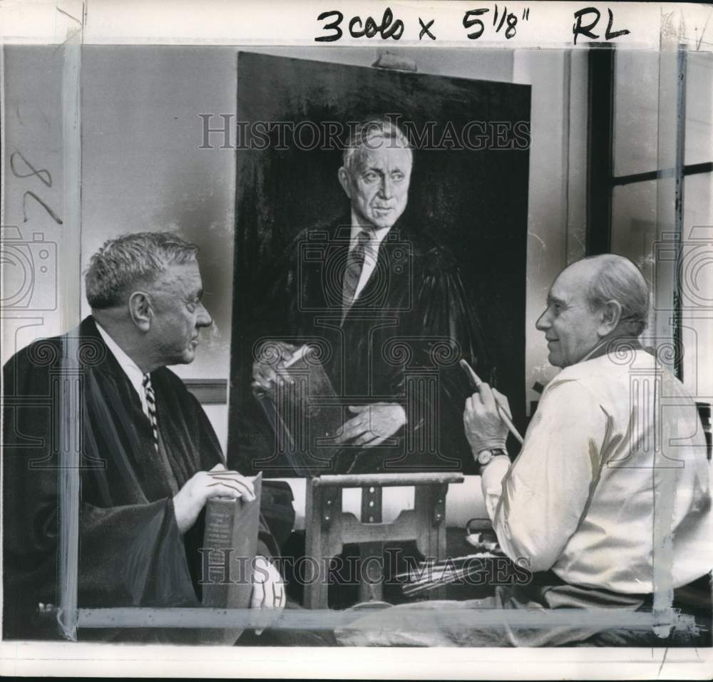 1964 Press Photo Judge William Douglas sits for portrait artist E. Kanarek in DC- Historic Images