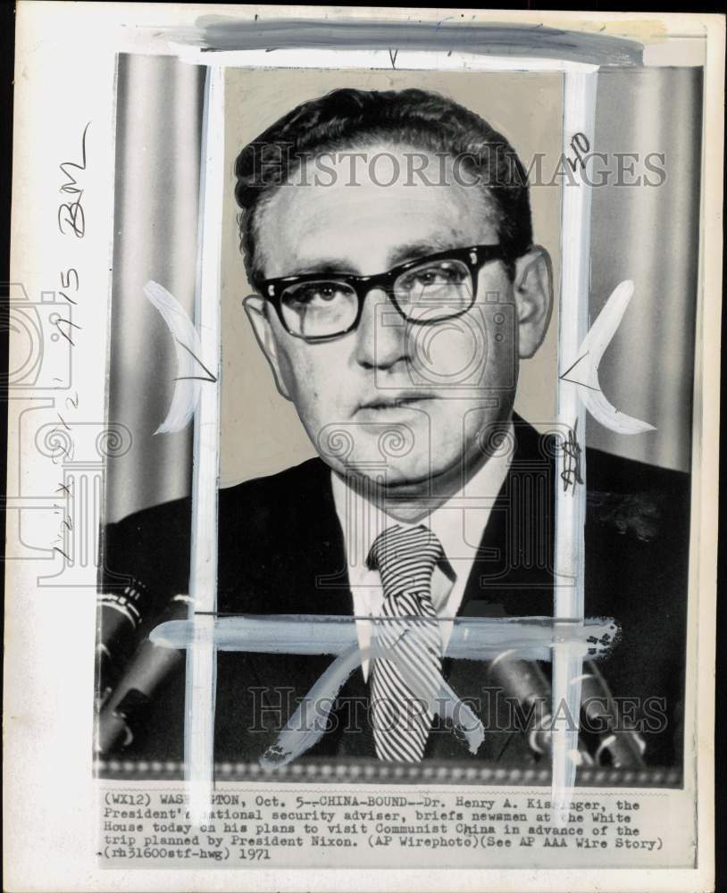 1971 Press Photo Adviser Henry Kissinger at China trip news conference in DC- Historic Images