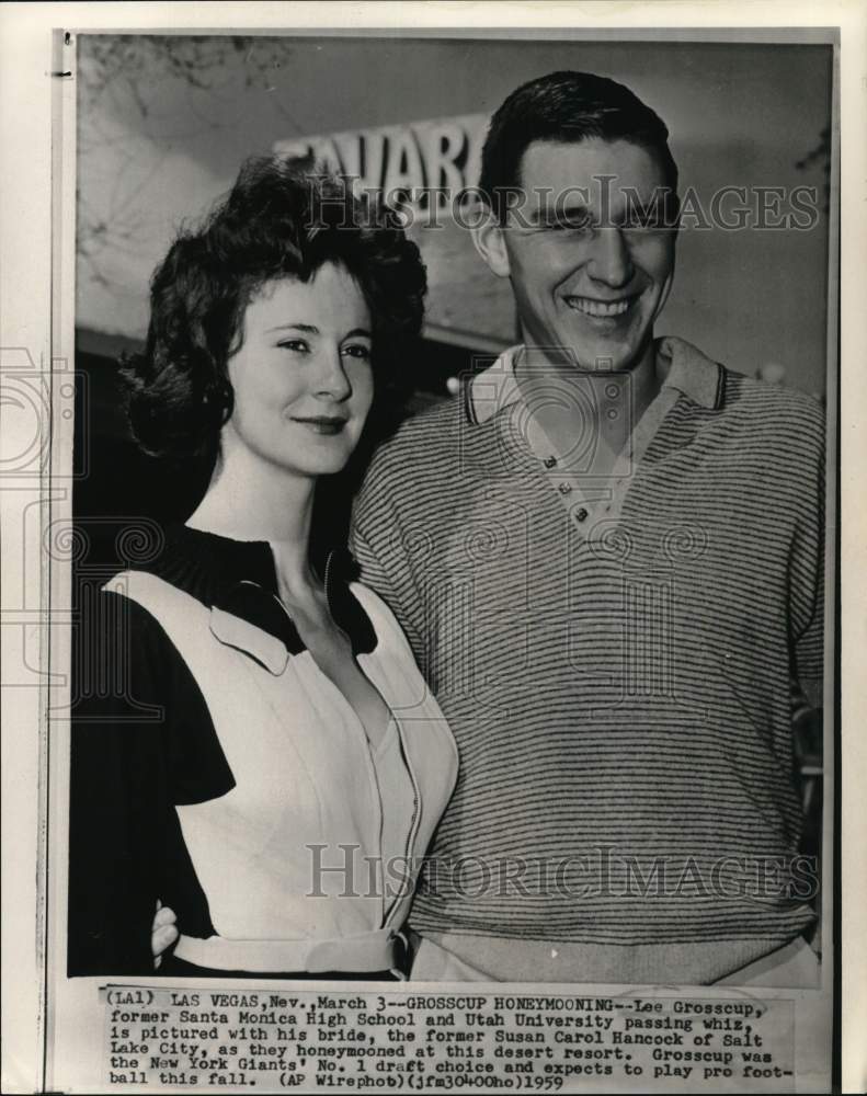 1959 Press Photo Lee Grosscup & wife Susan Carol Hancock, Las Vegas, Nevada- Historic Images