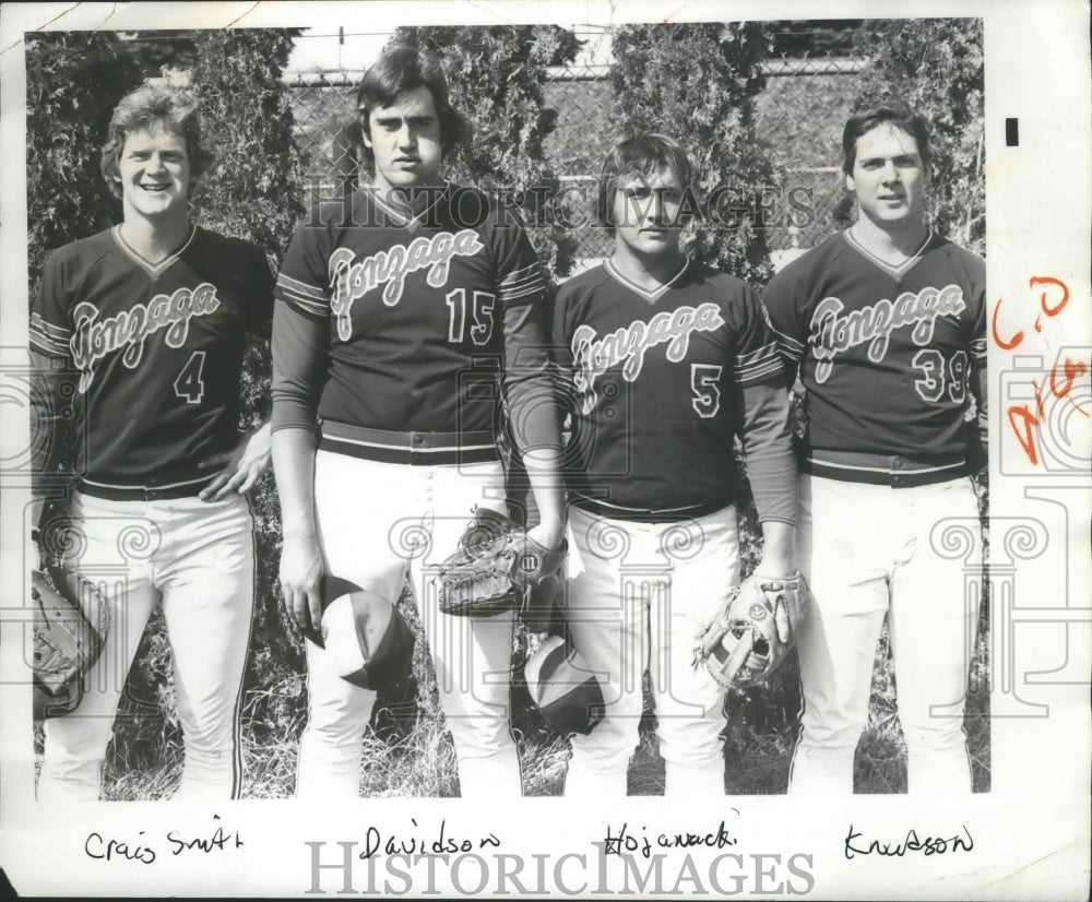 Press Photo Gonzaga baseball players Craig Smith, Davidson, Hojanack & Knudson- Historic Images