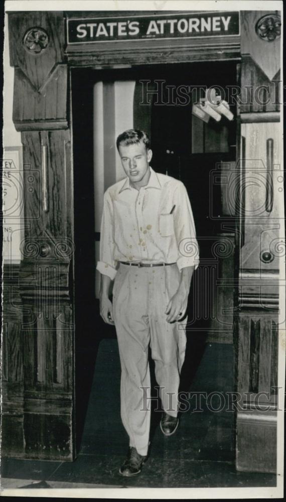 1950 Press Photo Bradley Basketball Player Fred Schlictman Bribe Scandal - Historic Images