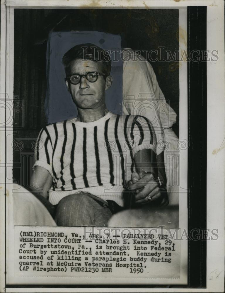 1950 Press Photo Charles E Kennedy, Murder Of Paraplegic, McGuire Vet Hospital - Historic Images