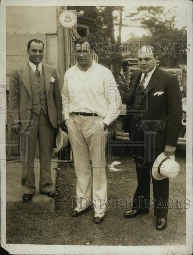 1932 Press Photo Boxer Jack Sharkey, Ernest Masini & Gene Roman - RSL46311 - Historic Images