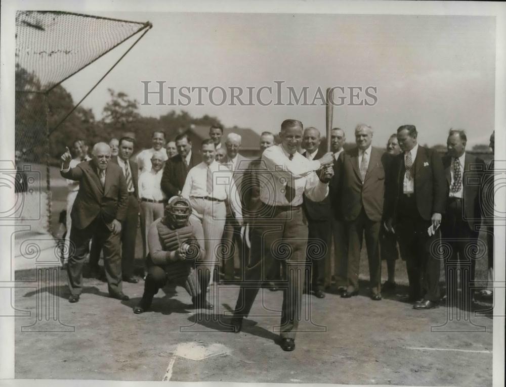 1933 Press Photo NYAC pres. WC Dalton,P Guiness,Mayor JP O'Brien at baseball - Historic Images