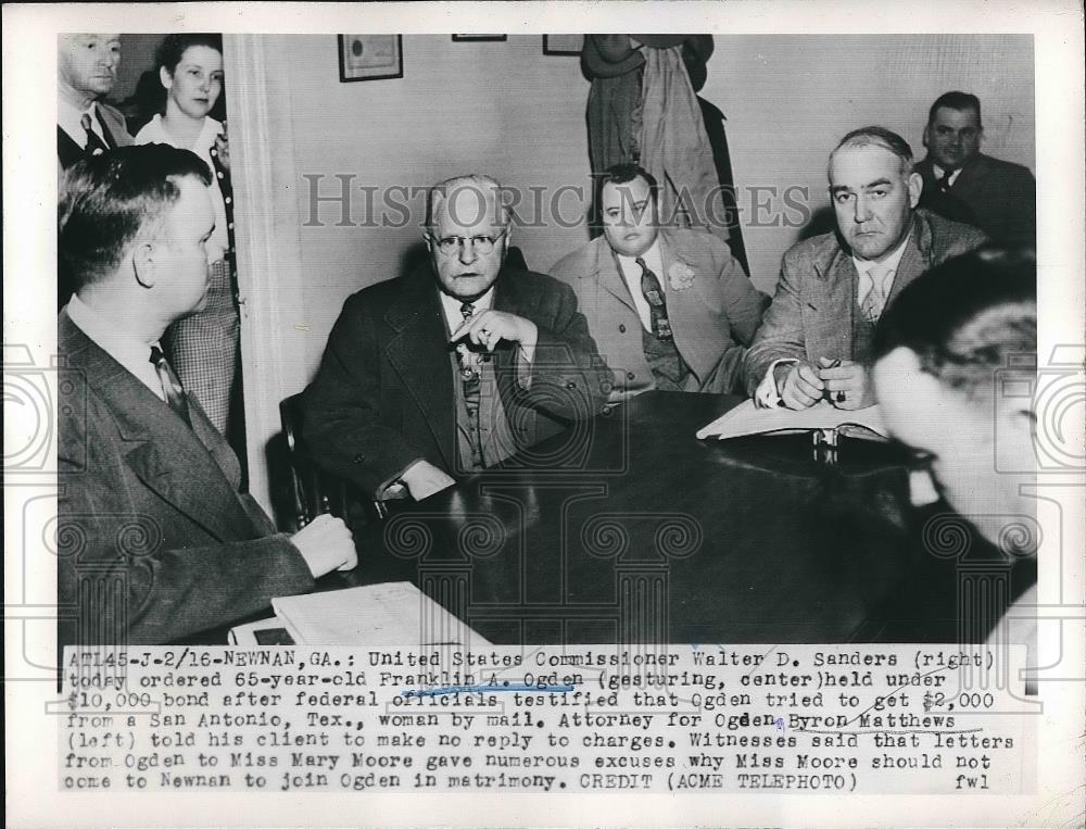 1950 Press Photo Franklin A Ogden Byron Matthews Mail Fraud Crime Trial - Historic Images