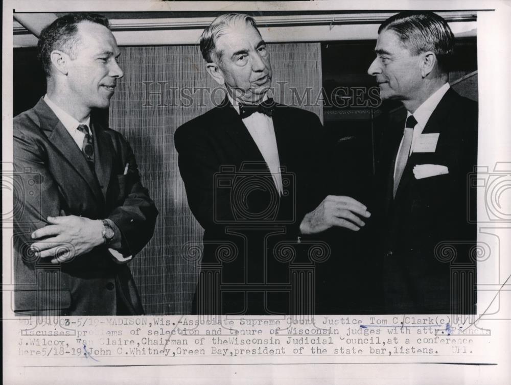 1950 Press Photo Assoc Justice Tom Clark,FJ Wilcox, JC Whitney of Wis bar - Historic Images