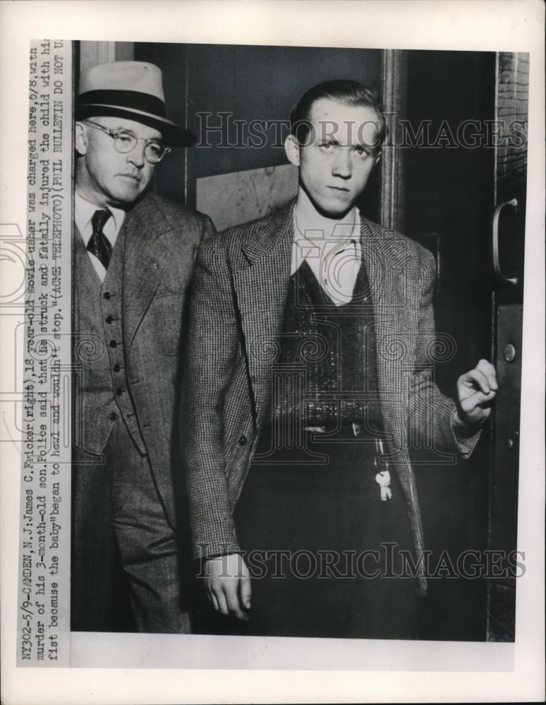 1950 Press Photo Camden NJ James Fricker charged with son's murder - Historic Images