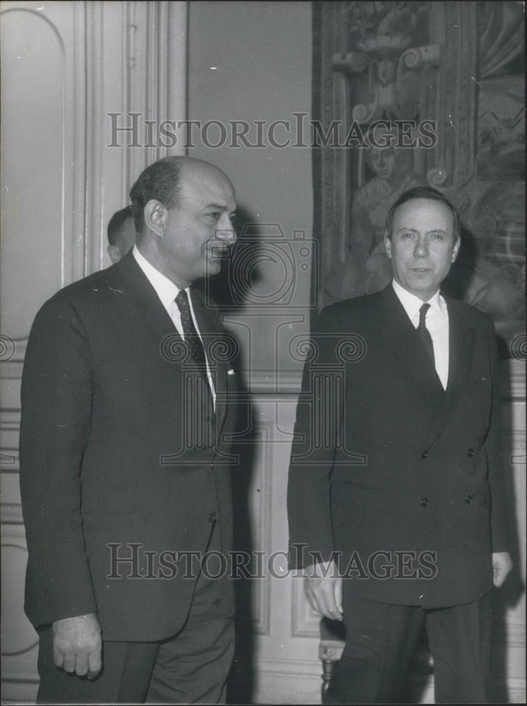1968 Press Photo, Michel Debre Receives Mahmoud Riad - Historic Images
