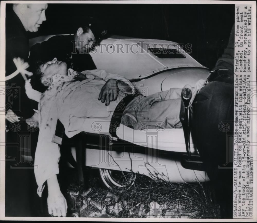 1950 Press Photo Arthur Eldon Prindle Suicide Attempt Sally Humphrey Strangled - Historic Images