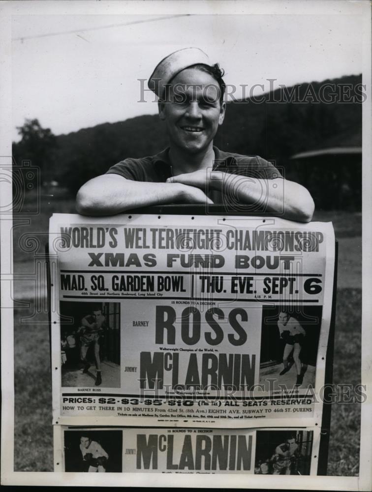 1934 Press Photo Jimmy McLarnin for bout versus Barney Ross, Orangeburg NY - Historic Images