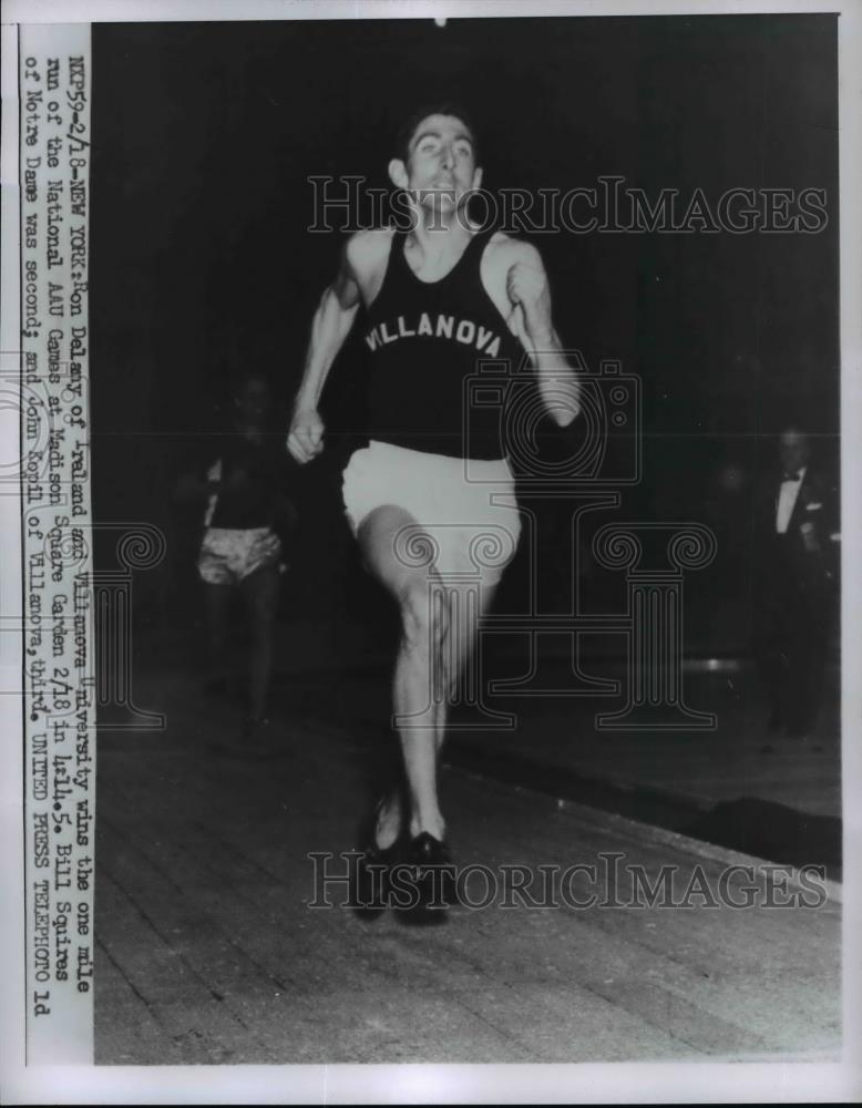 1956 Press PhotoRon Delany of Villanova wins mile at National AAU games in NY - Historic Images