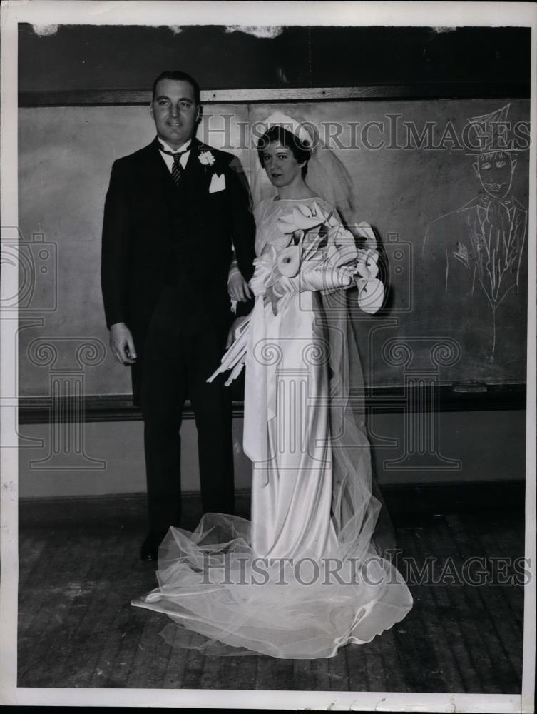 1935 Press Photo Olympian Leo Sexton marries Grace O&#39;Hara at Hollis, New York - Historic Images