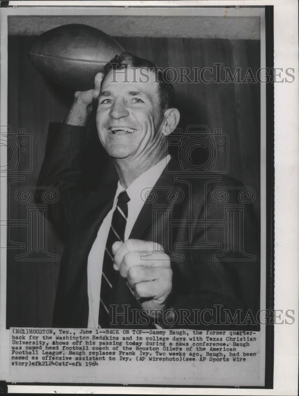 1964 Press Photo Sammy Baugh named head coach of Houston Oilers footba -  Historic Images