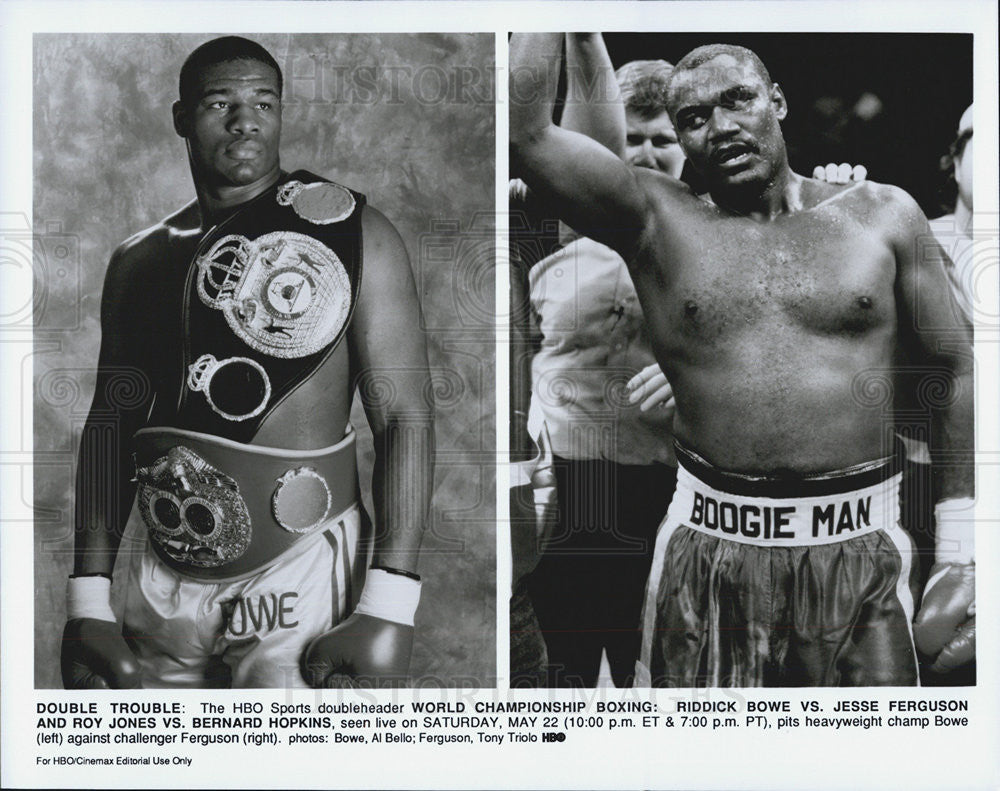 Press Photo Riddick Bowe Jesse Ferguson Boxers - Historic Images