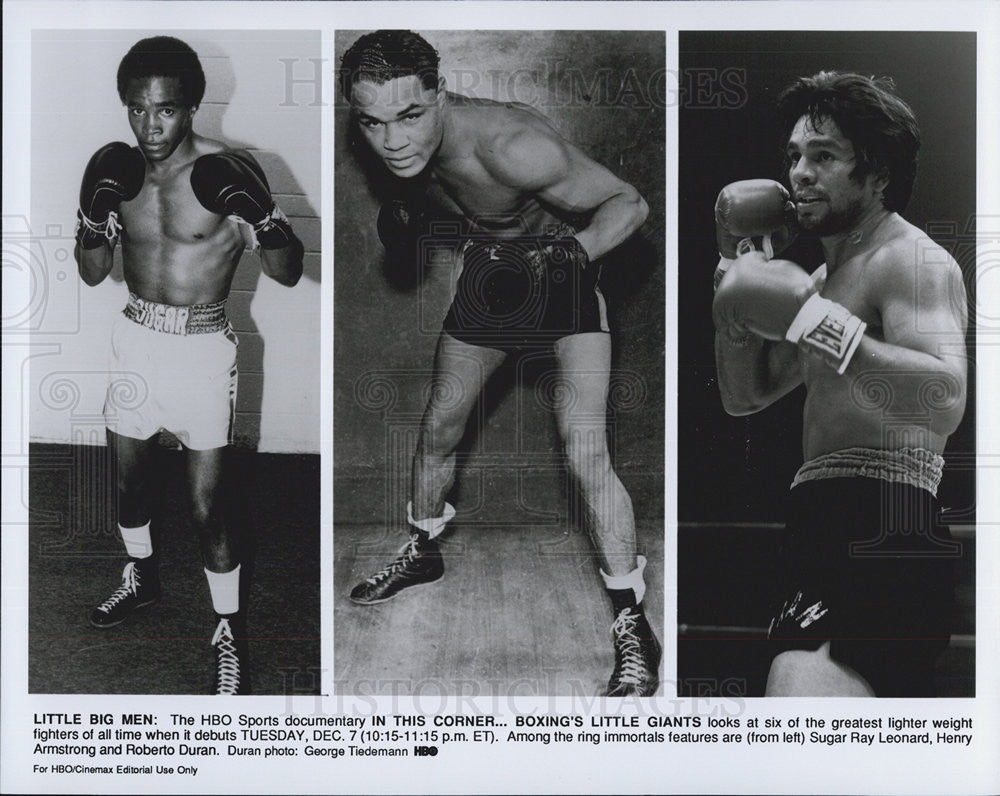 Press Photo Sugar Ray Leonard Henry Armstrong Roberto Duran Boxers - Historic Images