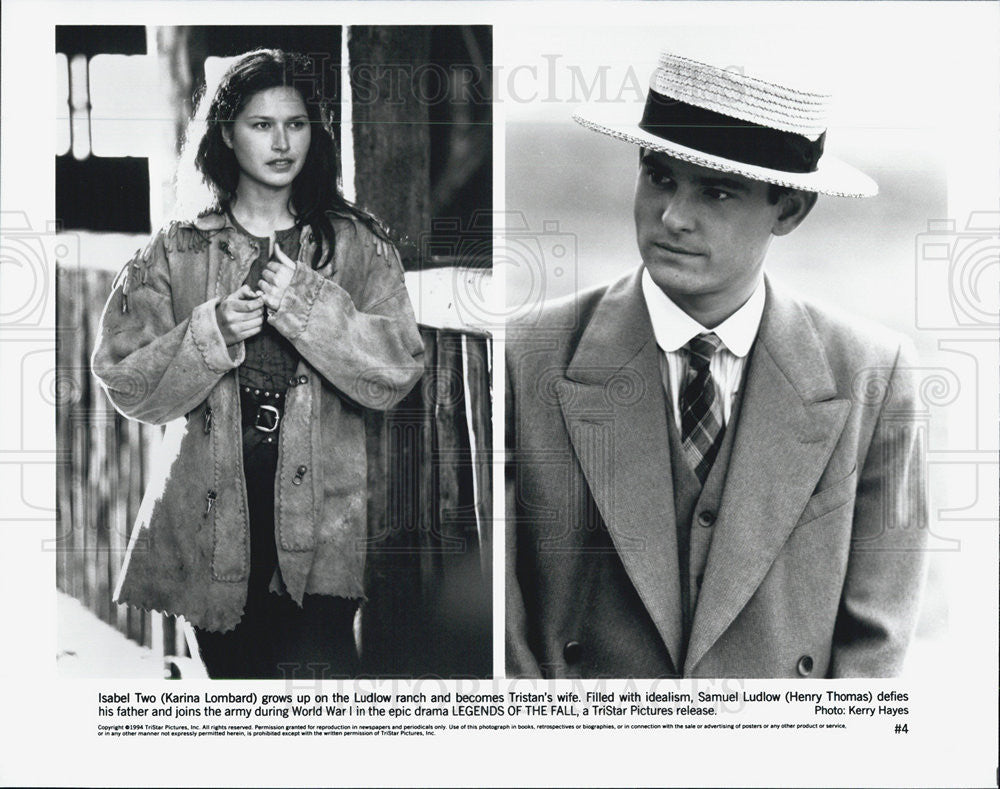 1994 Press Photo Karina Lombard and Henry Thomas star in &quot;Legends of the Fall.&quot; - Historic Images