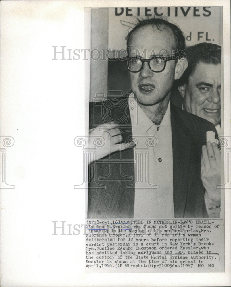 1967 Press Photo Stephen H. Kessler found not guilty by reason of insanity - Historic Images