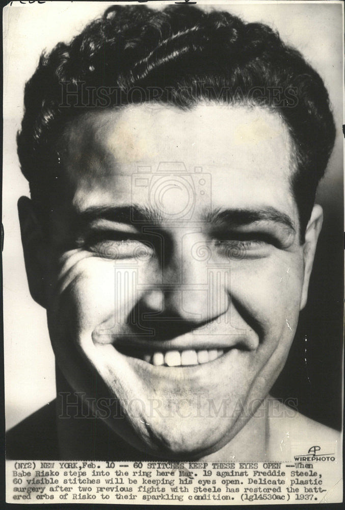 1937 Press Photo Henry Pelkowski Babe Eddie Risko Middleweight Boxing Champion - Historic Images