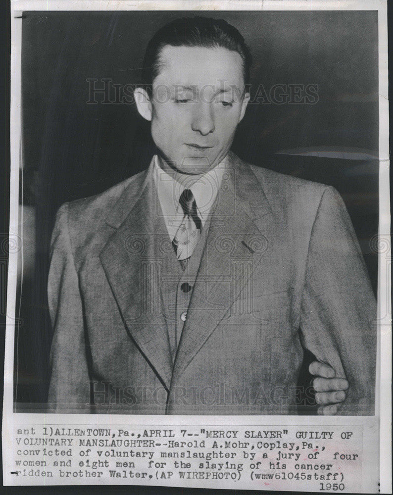 1950 Press Photo Harold Mohr.Coplay PA.Guilty of Manslaughter. - Historic Images