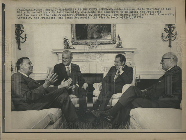 1972 Press Photo Pres Nixon,John Connally,John And James Roosevelt ...