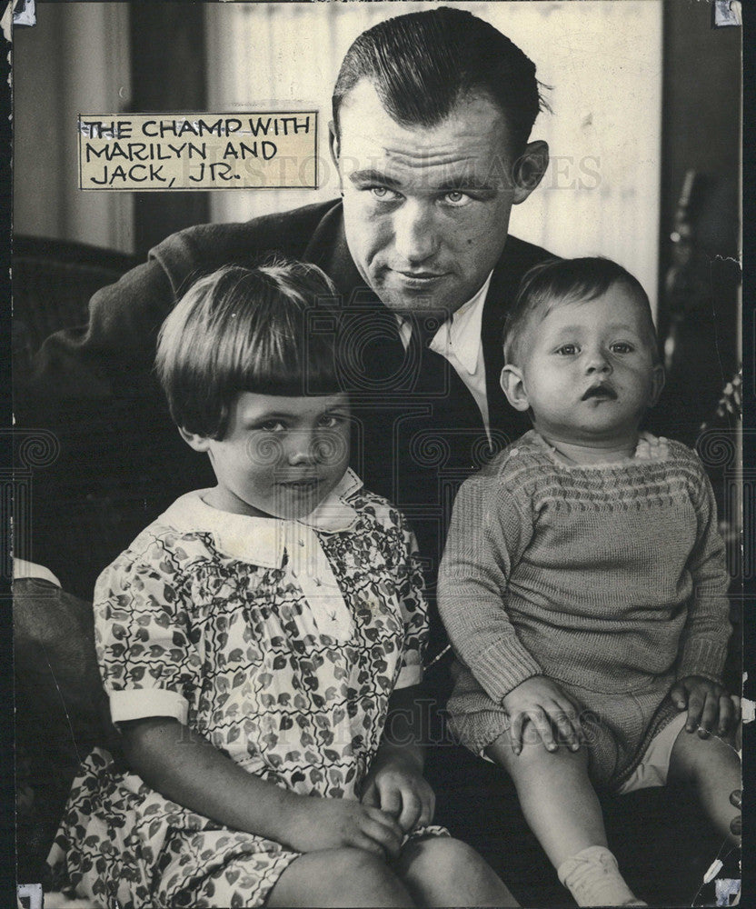 1932 Press Photo Jack Sharky Heavyweight Boxer Children Marilyn &amp; Jack Junior - Historic Images