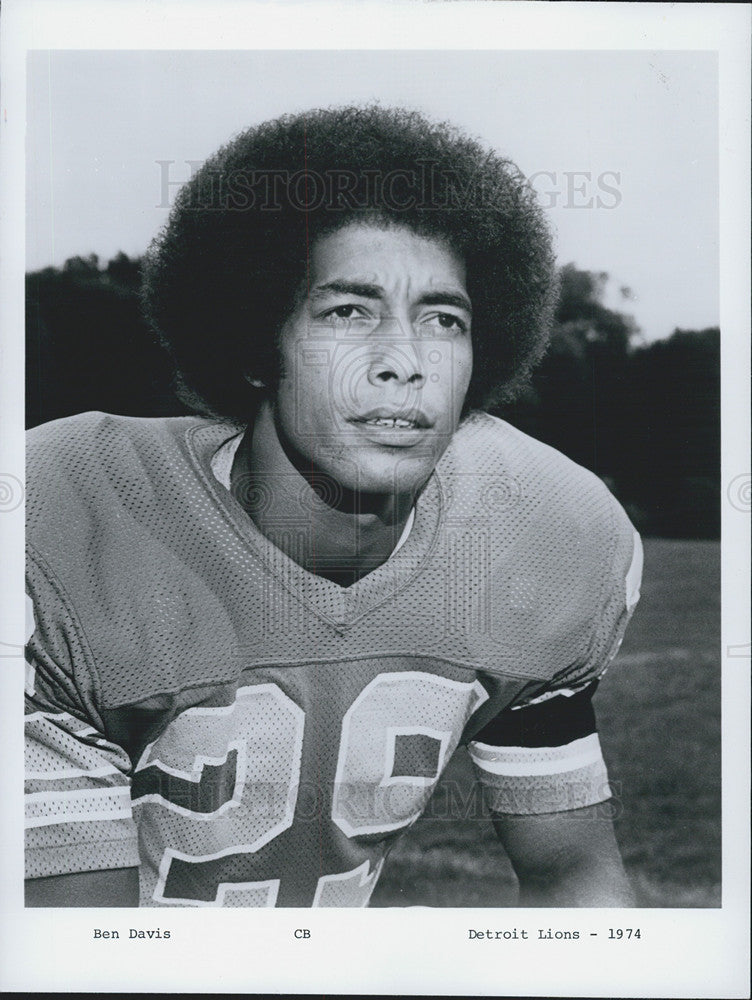 1974 Press Photo Ben Davis Of Detroit Lions Close-Up - Historic Images