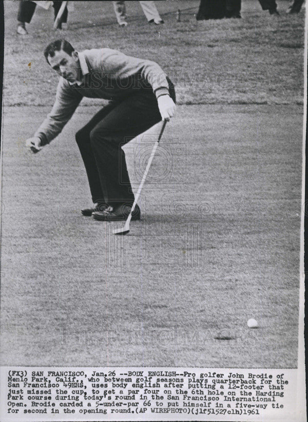 1961 Press Photo Pro golfer John Brodie