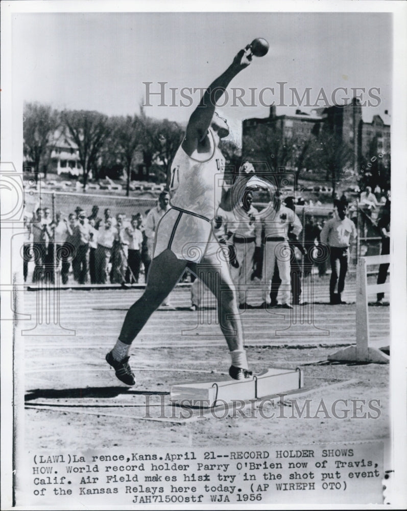 1956 World Record Holder Parry O'Brien Throws Shot-Put In Lawrence - Historic Images