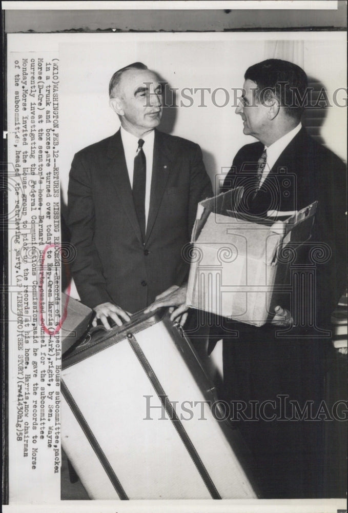 1958 Press Photo U.S. Representative Oren Harris U.S. Senator Wayne Morse - Historic Images