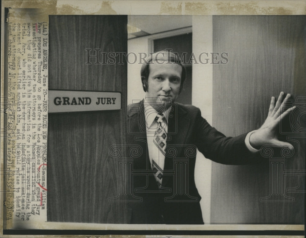 1974 William Farr Los Angeles Time Reporter Refuses To Name Sources - Historic Images