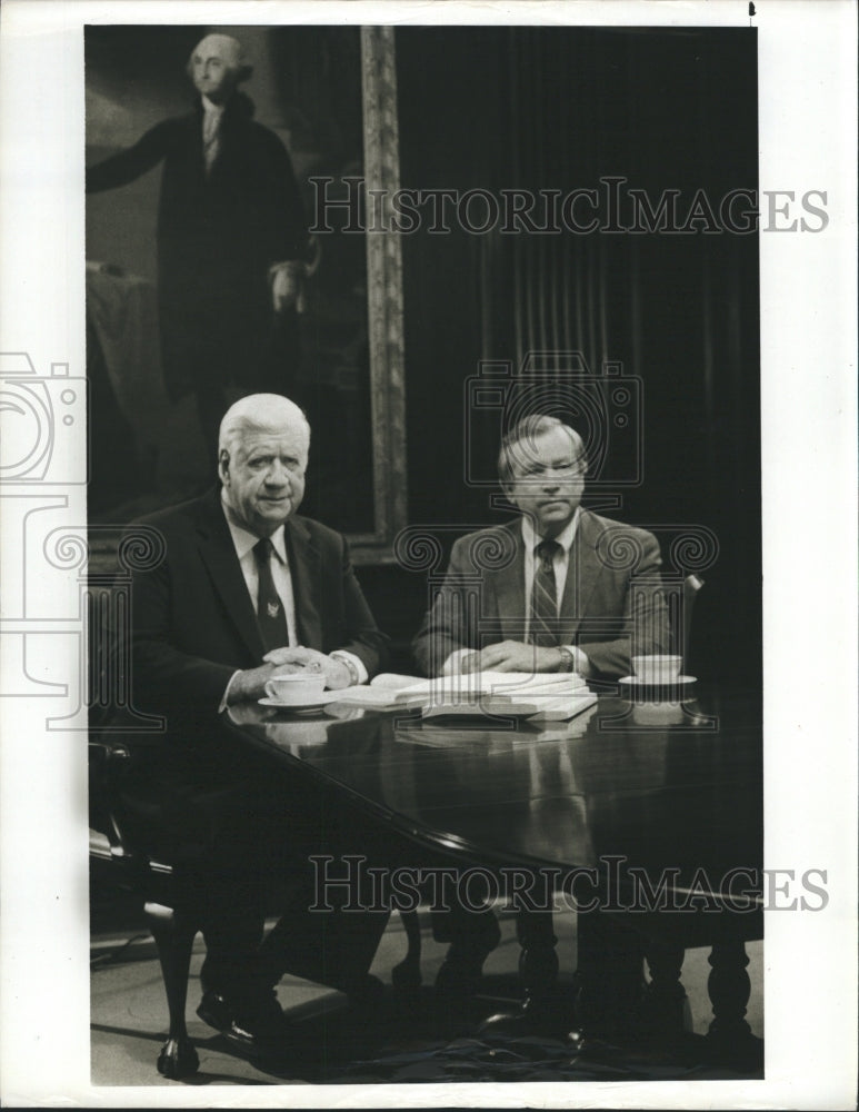 1984 Press Photo House Speaker Tip O'Neill and Senator Howard Baker on NBC - Historic Images