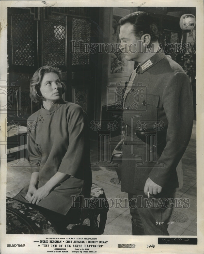 1959 Press Photo actor Curt Jurgens with Actress Nicole Maurey. - Historic Images