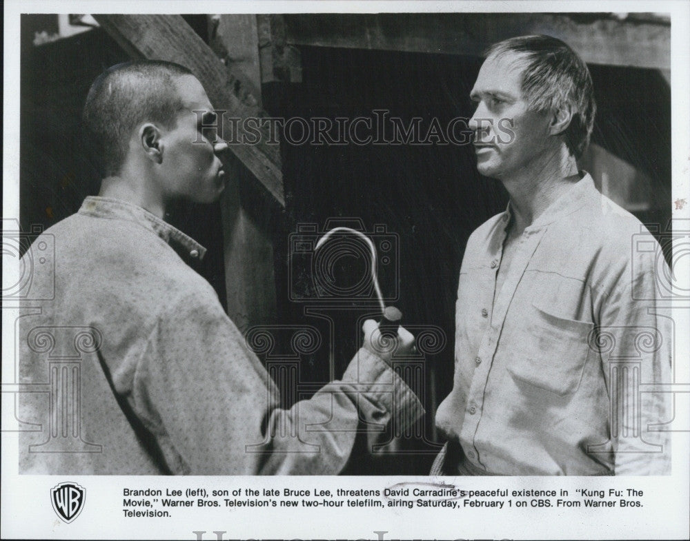 1986 Press Photo Brandon Lee and David Carradine in &quot;Kung Fu: The Movie&quot; - Historic Images