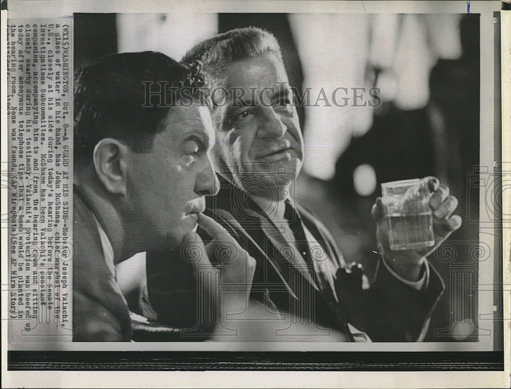 1963 Press Photo Mobster Joseph Valachi John McShane Chief Marshal Senate - Historic Images
