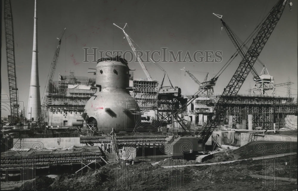 1970 Press Photo Alabama-Nuclear power plant construction site at Browns  Ferry