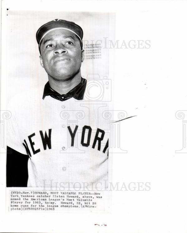 1963 Press Photo Elston Howard, Yankees - Historic Images