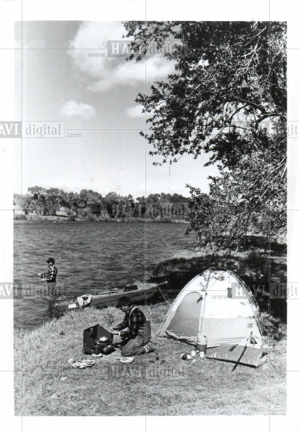 1966 Press Photo Canoe loaded with camping equipment bound for good fishing