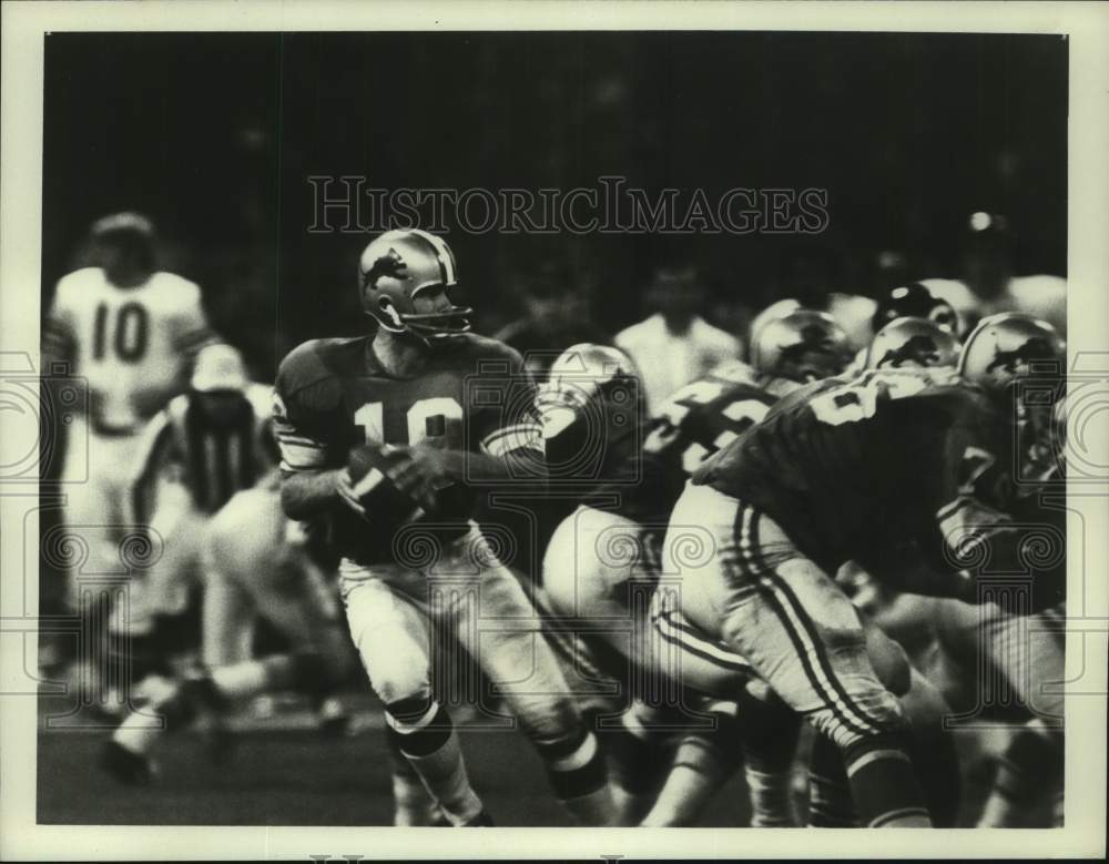 1971 Press Photo Lions Bill Munson drops back to pass vs. Bears earlier in year- Historic Images