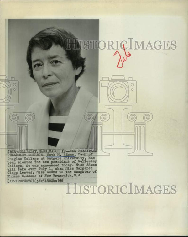 1966 Ruth Adams, Wellesley College president Historic Images
