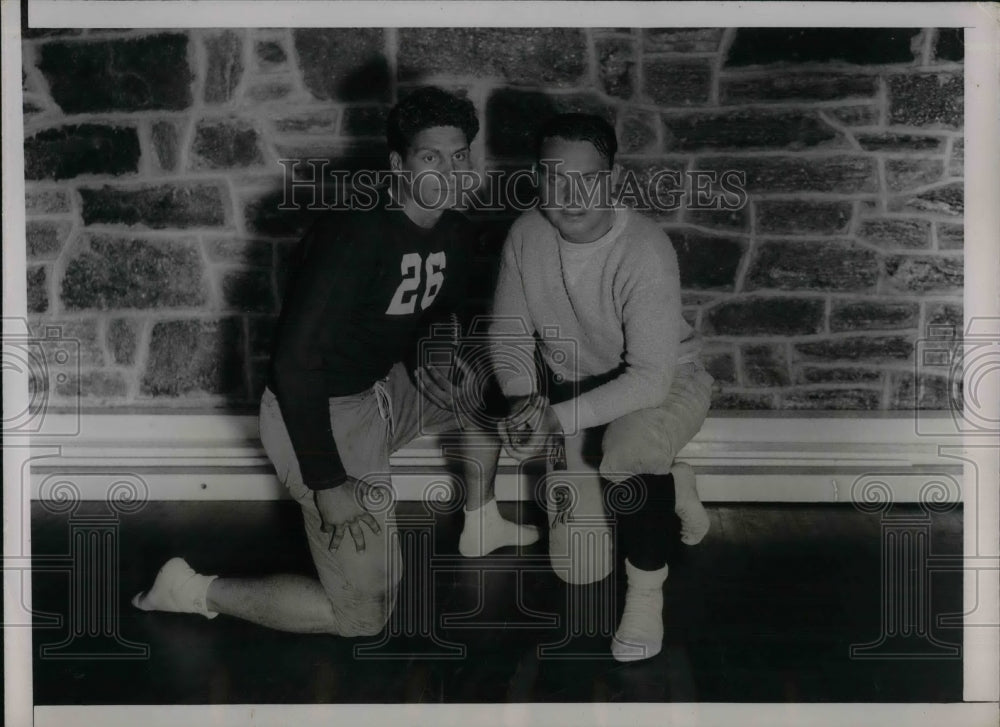 1935 Press Photo Joe Manial (Captian, Fordham) with Jim Crowley (Coach) - Historic Images